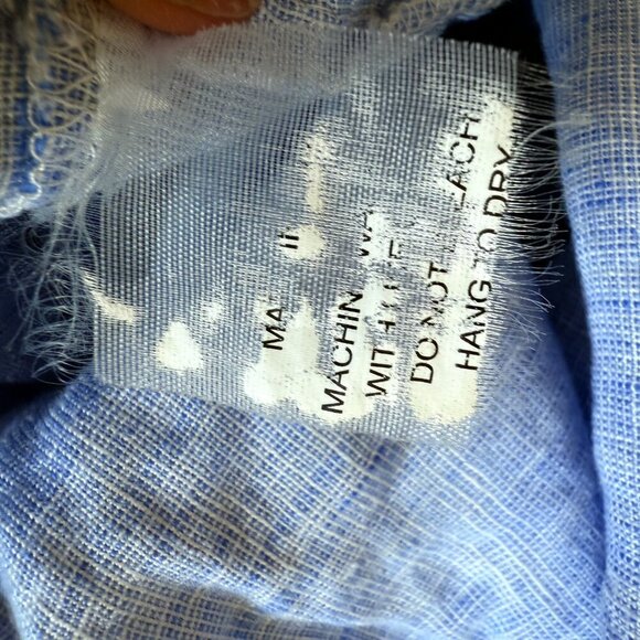 French Curve Linen Tunic Shirt Blue Lightweight Blouse Top - Picture 13 of 13